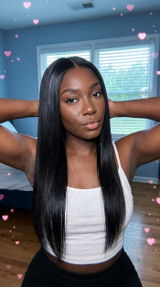 LovelyHair All-Day Comfort Wig 180% Density Butterfly Cut Layered Light Yaki Straight Glueless 7x6 Closure HD Lace Human Hair Wig Pre-Cut Lace, customer review photo