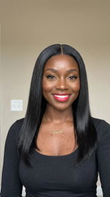 LovelyHair All-Day Comfort Wig 180% Density Butterfly Cut Layered Light Yaki Straight Glueless 7x6 Closure HD Lace Human Hair Wig Pre-Cut Lace, customer review photo