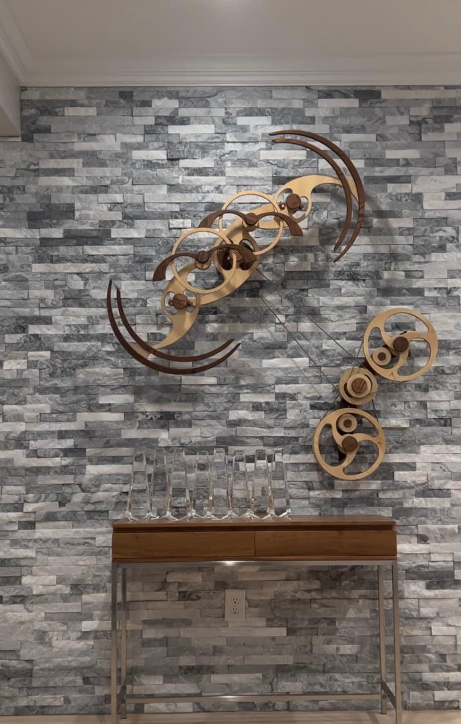 Kinetic Sculpture "Wings", Modern Art Decor - Wind up to power Wall Art
