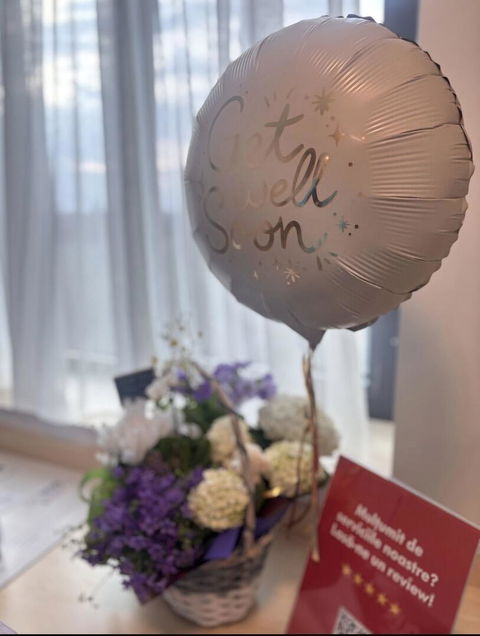 Balon folie tip "Get Well Soon", 35cm, Bej/auriu
