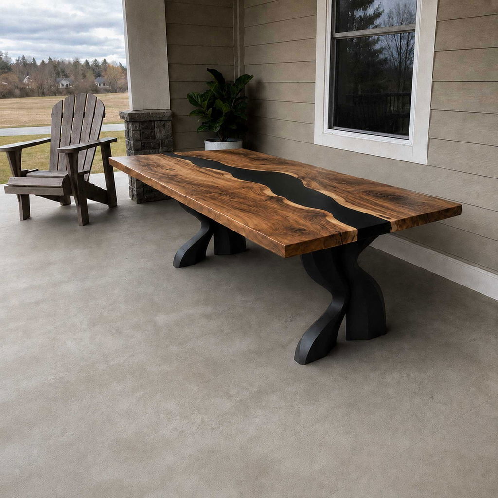 Dining Table with Delta Modern Metal Table Legs for Rectangular Top - 411