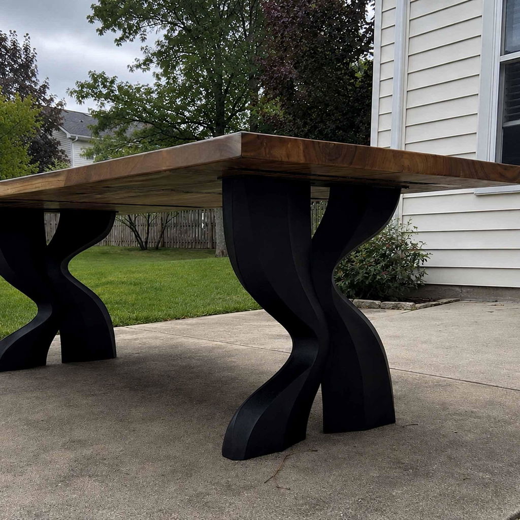 Dining Table with Delta Modern Metal Table Legs for Rectangular Top - 411