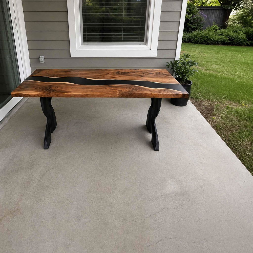 Dining Table with Delta Modern Metal Table Legs for Rectangular Top - 411