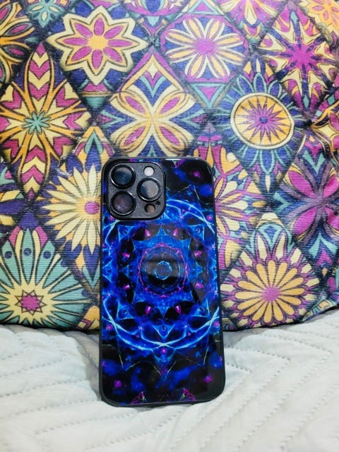 Cosmic Mandala Glossy Tempered Glass Premium iPhone Case