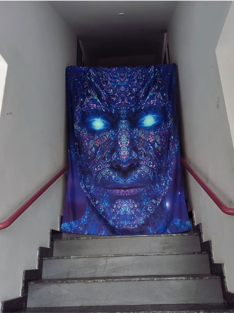 Blue Cypher Tapestry