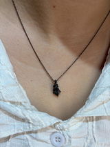 Kite Cut Moss Agate Mystical Serpent Carved Black Gold Gothic Necklace For Girlfriend - "Cloak"