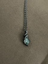 Kite Cut Moss Agate Mystical Serpent Carved Nature Inspired Necklace