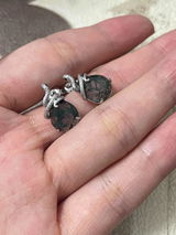 Pear Cut Moss Agate Unique Snake Stud Earrings