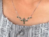 Kite Cut Moss Agate Leaf Cluster Antler Design Necklace - Elara