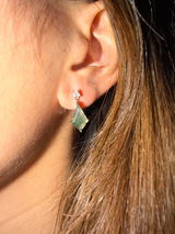 Kite Cut Moss Agate Minimalist Classic Collection Drop Earrings