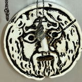 Kite Cut Moss Agate Mystical Serpent Carved Black Gold Gothic Necklace For Girlfriend - "Cloak"