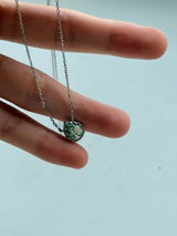 'Forest Cog' Vintage Water Drop Pear Cut Moss Agate Gear Pendant