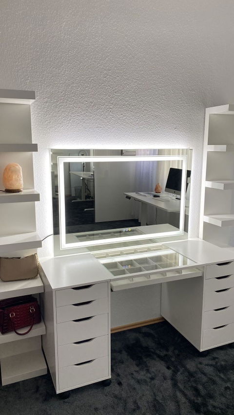 LUVODI Rectangular LED Bathroom Mirror 3 Color Backlit and Front Light Horizontal/Vertical