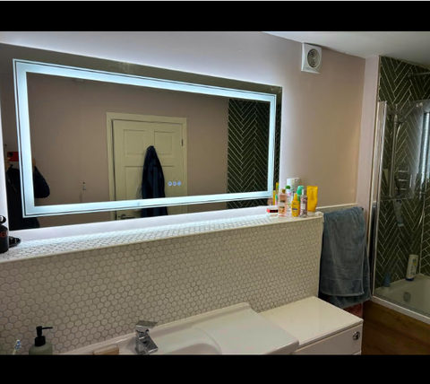 LUVODI Rectangular LED Bathroom Mirror 3 Color Backlit and Front Light Horizontal/Vertical