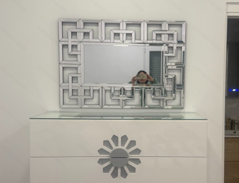 Silver Rectangular Venetian Mirror Wall Decor Mirror with Beveled Glass Edge