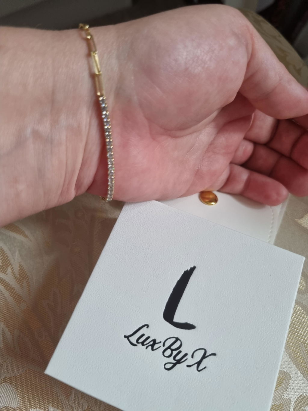 Silver Paperclip Bracelet with CZ Accents
