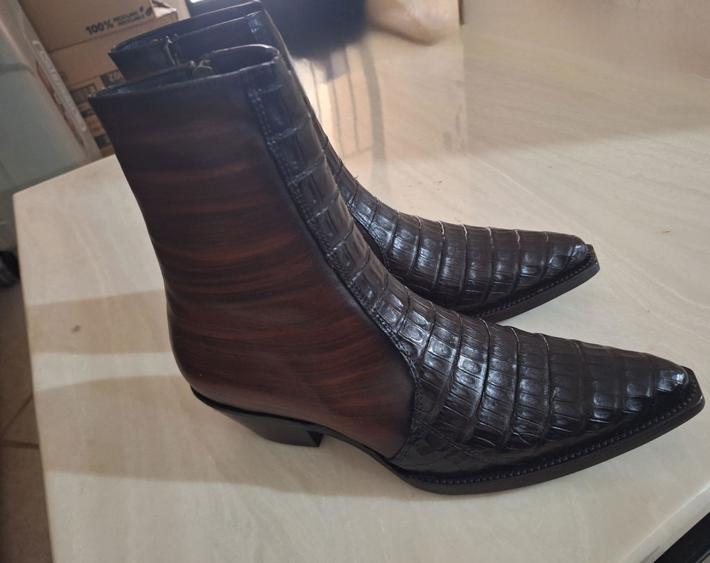 BROWN CROCODILE CANNES BOOTS