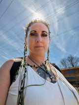Goddess Crown with Crystals Wire Wrapped with Leather Cord Vines