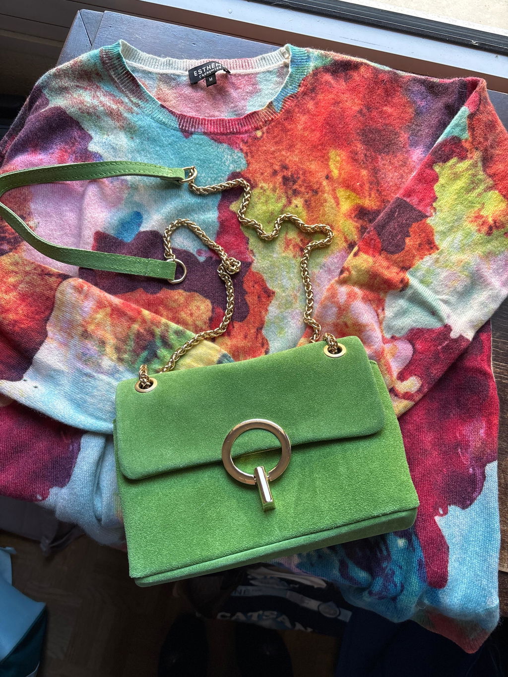 Sac en cuir vert pelouse