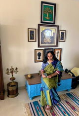 Blue & Olive Tone - Leela -  Breezy Summer series – Soft Khadi Saree