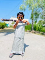 Kids Premium  Japan Art Silk Dhoti Set  - Steel Grey