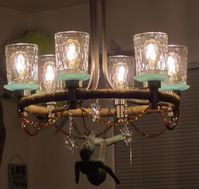 12" RED/GREEN CRYSTAL BEAD MAGNETIC CHANDELIER GARLAND (Set/3)