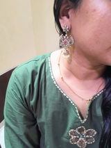 Floral CZ Jhumka Drop Earrings