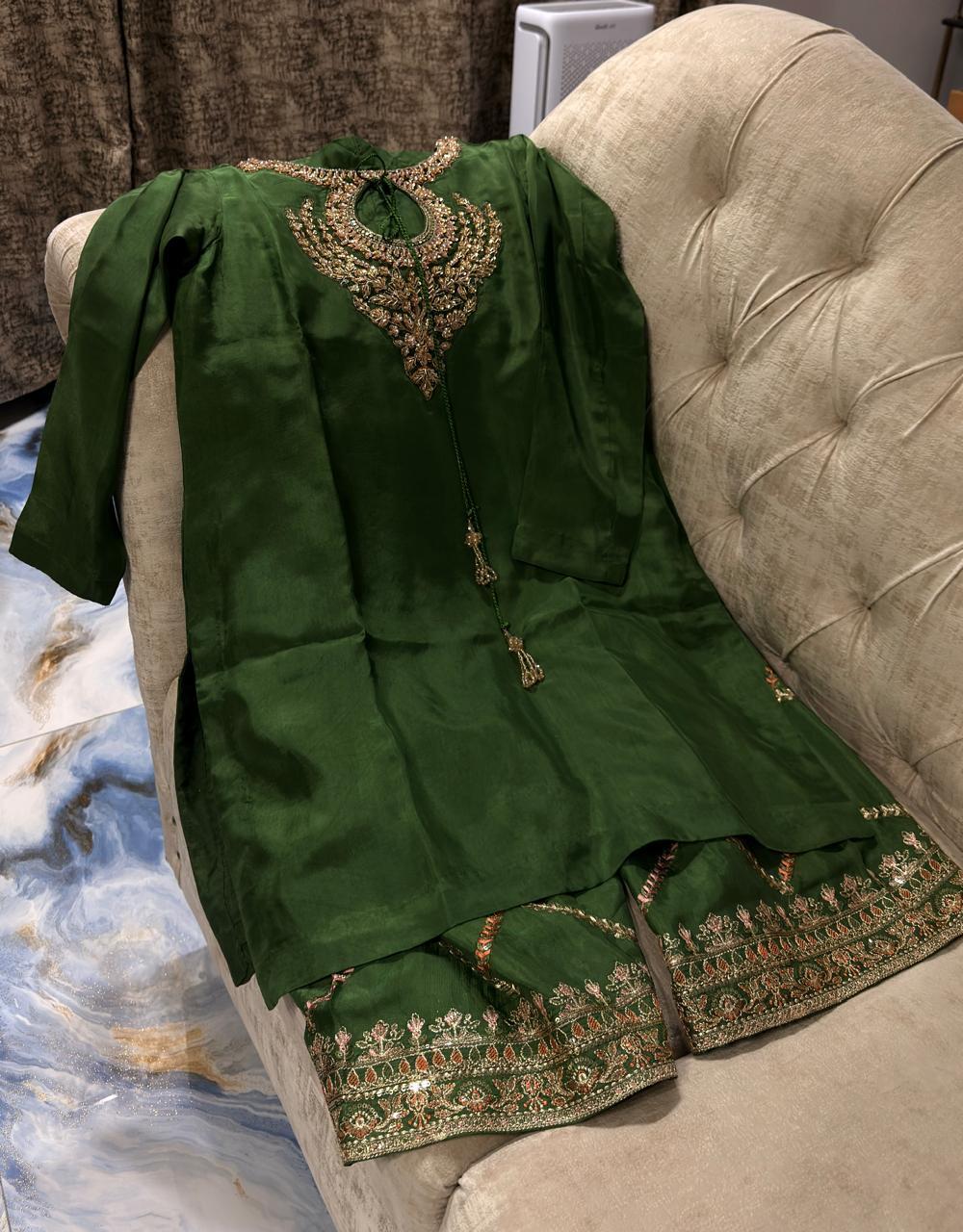 Customer photo for Green Merlot Style — Mairaz Olive Three-Piece Suit