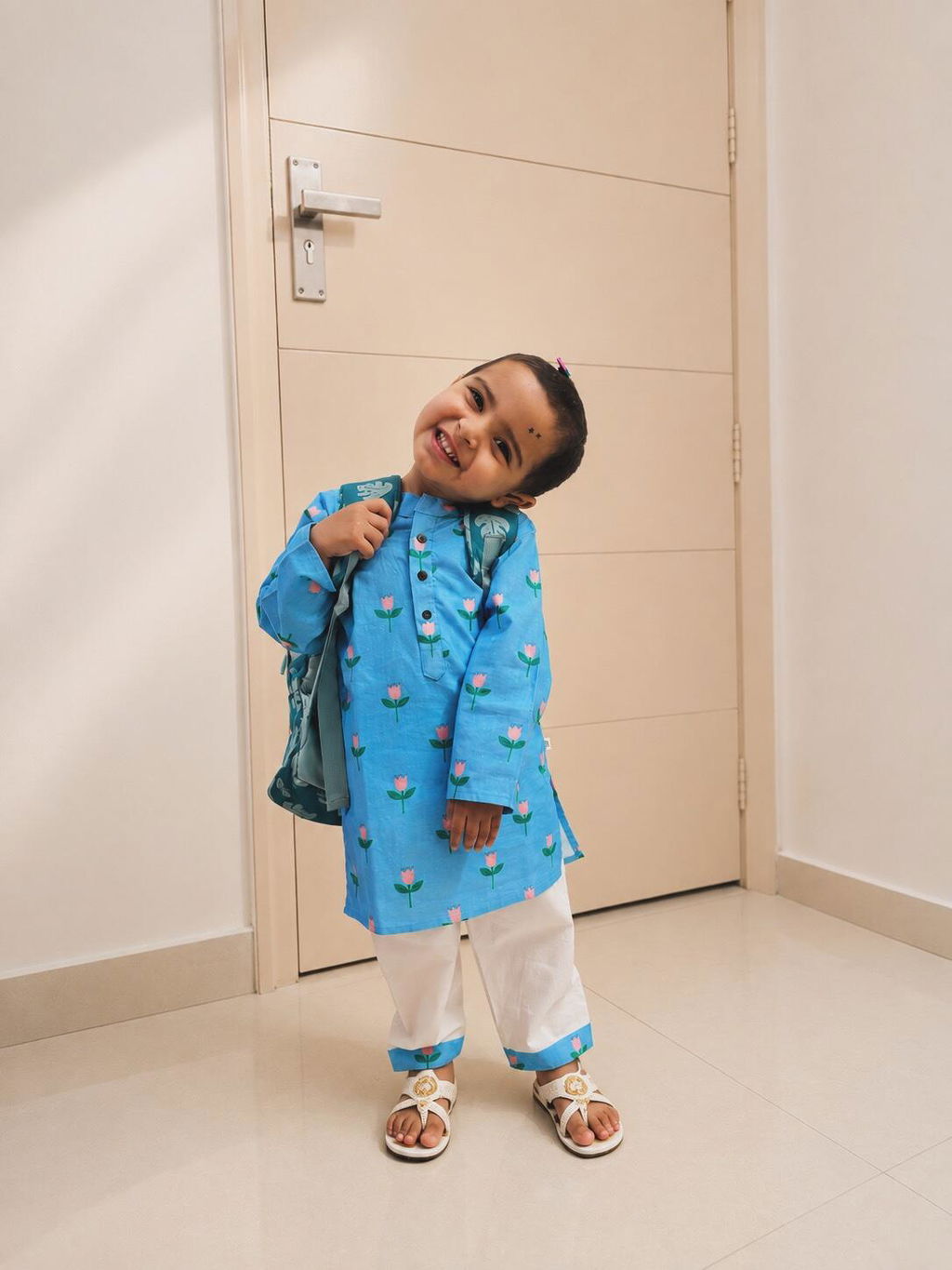Pretty Flower Cotton Kurta Set