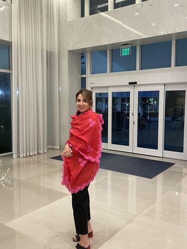 Tomato Red Wool & Silk Scarf
Fuchsia Lace