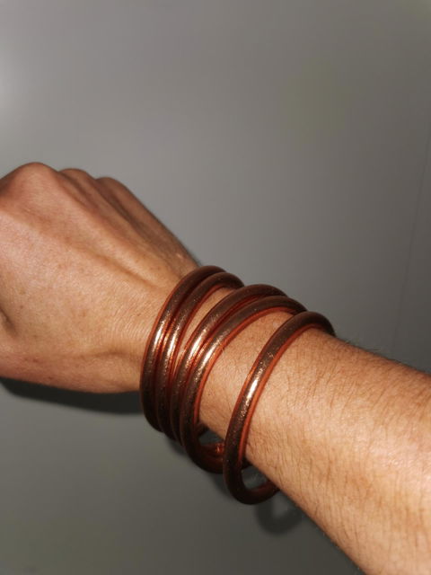Original Gold Leaf Temple Bangle with Mantra | Red Gold (Copper)
