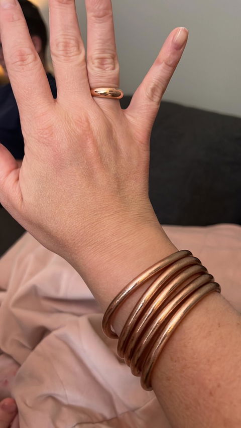 Original Gold Leaf Temple Bangle with Mantra | Champagne Gold