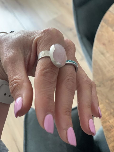 Guardian Rose Quartz Gemstone Ring in Sterling Silver (Adjustable)