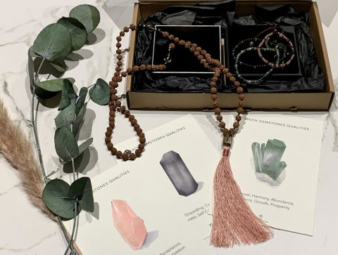 My Anchor Mala with Rudraksha and Smokey Quartz Beads