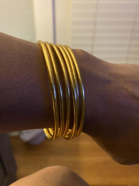 Pure Gold 5-stack of Temple Bangles | Classic and Thin Mix