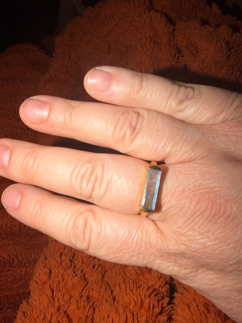 Carine Gold Ring ~ Rainbow Labradorite ~ 18k Gold Plated ~ MR161