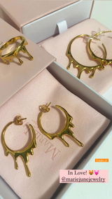 Dripping Circular M Hoop Earrings