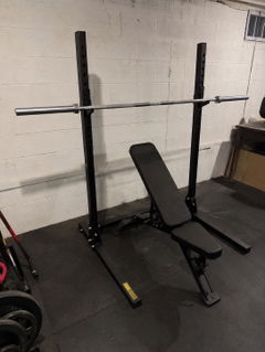 Customer photo of 72" Cross Box Squat Stand with J-Hooks