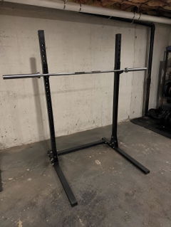 Customer photo of 72" Cross Box Squat Stand with J-Hooks