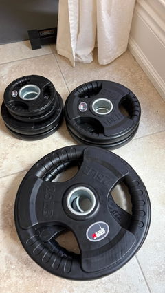 Customer photo of 245 lb Rubber-Coated Olympic Plate Set