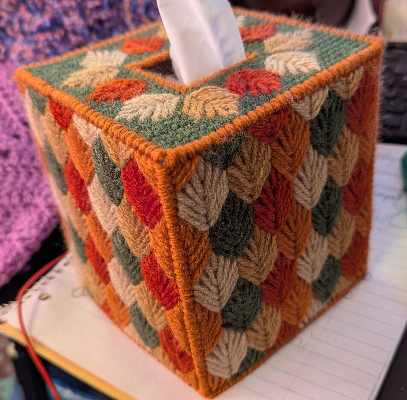 Autumn Leaves Tissue Box Cover Plastic Canvas Kit – Mary Maxim