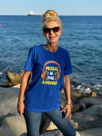 Music is the Answer with Headphones Unisex Staple T-Shirt