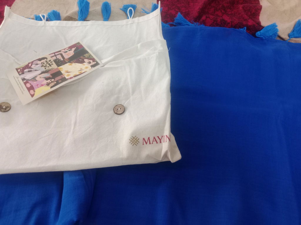 Cobalt Crumble - Plain Blue Mul Cotton Saree