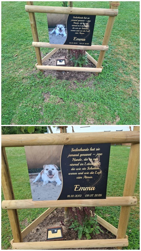 Personalisierte Gedenktafel für Hunde