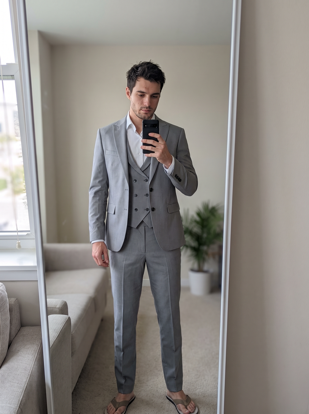 Menseventwear Fashion 3 Pieces Mens Suit Peak Lapel Tuxedos For Wedding (Blazer+vest+Pants)