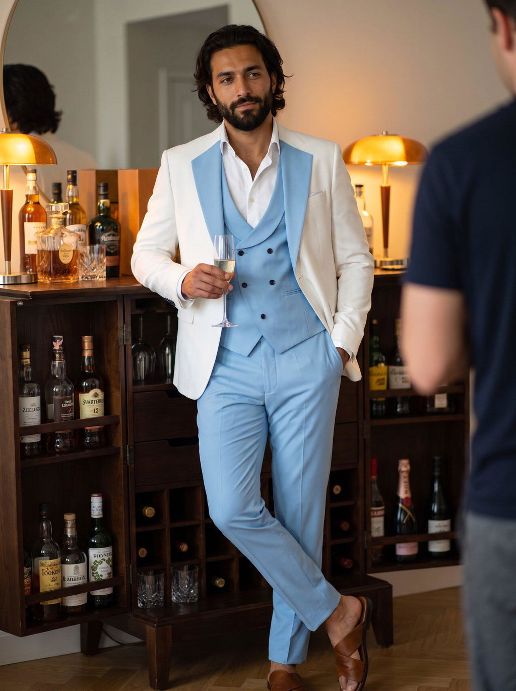 Menseventwear Formal Men's Suits Slim Fit 3 Pieces Notch Lapel Tuxedos (White Blazer+Vest+ Pant)