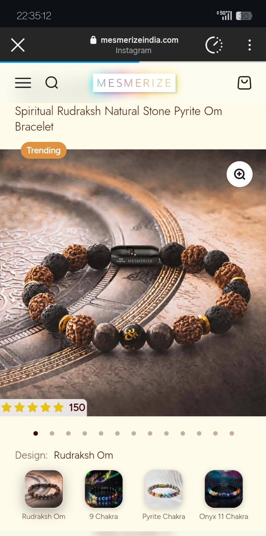Spiritual Rudraksh Natural Stone Pyrite Om Bracelet