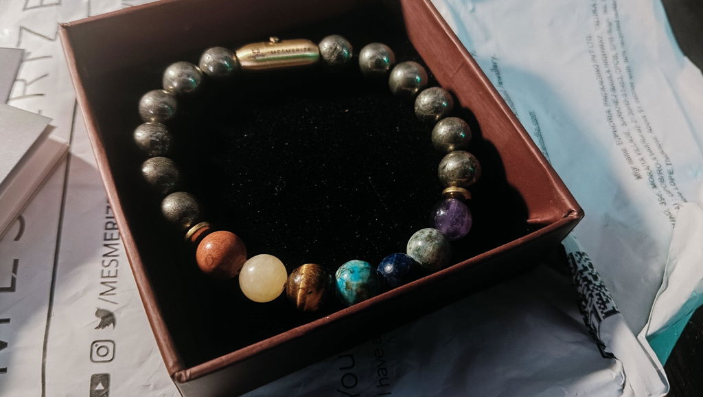 Money Magnet Pyrite 7 Chakra Natural Stone Bracelet
