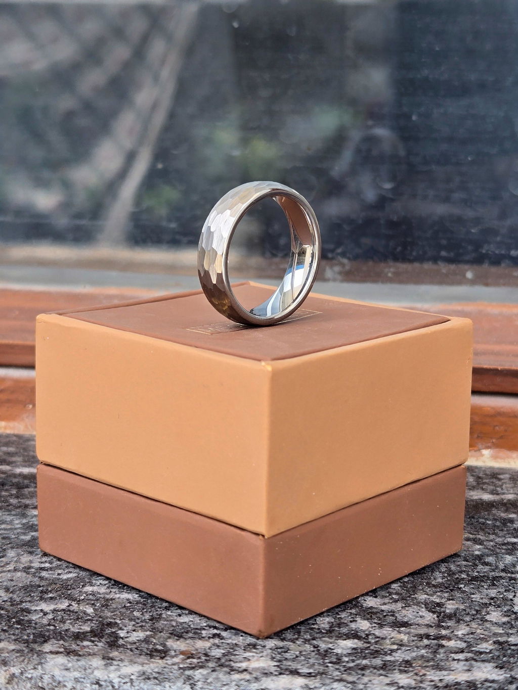 Forged Hammered Tungsten Carbide Band Ring
