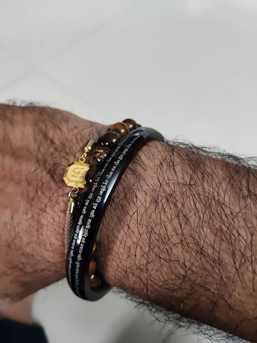 9 Verse of Hanuman Chalisa MicroCarved Round Curved Kada